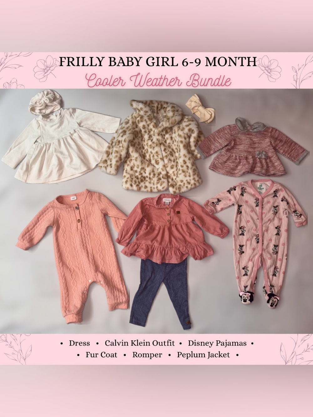 Frilly Baby Girl 6–9 Month | Cooler Weather Bundle | 9 Pieces